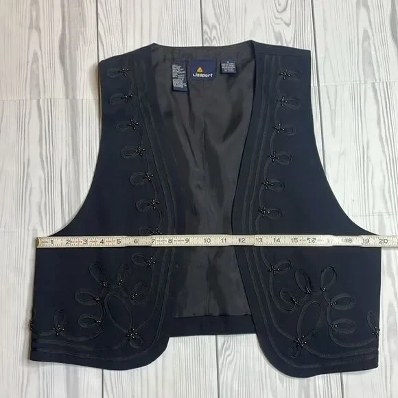 90s Vintage Liz Sport black Beaded vest Small - Picture 5 of 7